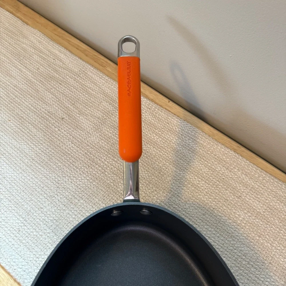 Rachael Ray Hard Anodized Nonstick Oval Saute Pan with‎ Lid Orange Handles